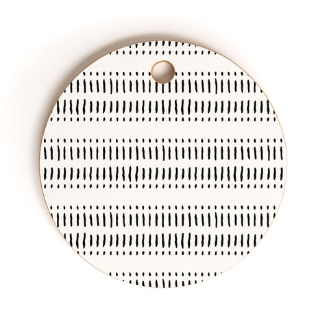 Little Arrow Design Co dash dot stripes black white Cutting Board Round