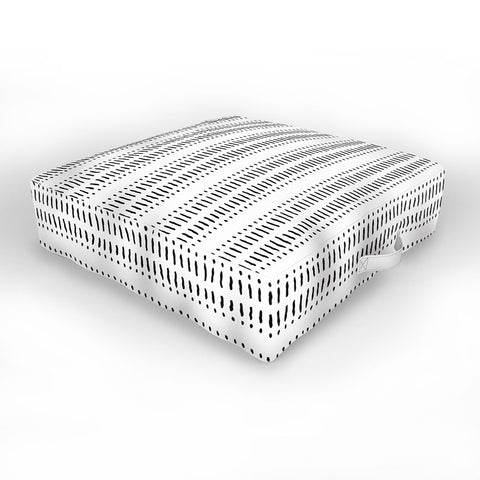 Little Arrow Design Co dash dot stripes black white Outdoor Floor Cushion