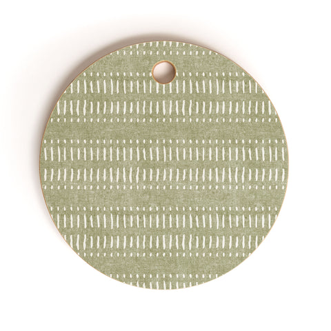 Little Arrow Design Co dash dot stripes olive Cutting Board Round