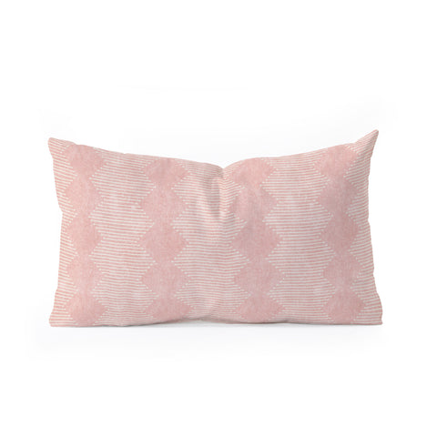 Little Arrow Design Co diamond mud cloth pink Oblong Throw Pillow