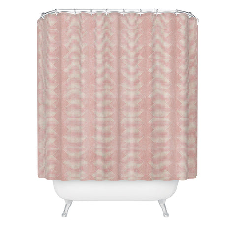 Little Arrow Design Co diamond mud cloth pink Shower Curtain