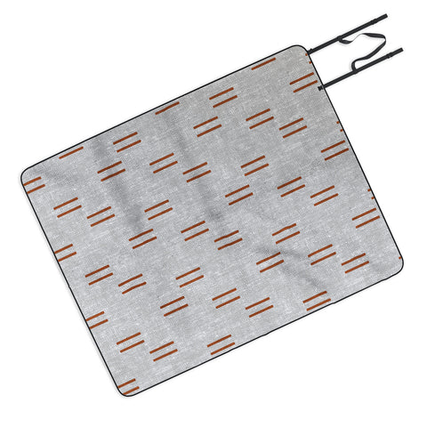 Little Arrow Design Co double dash rust on greige Picnic Blanket