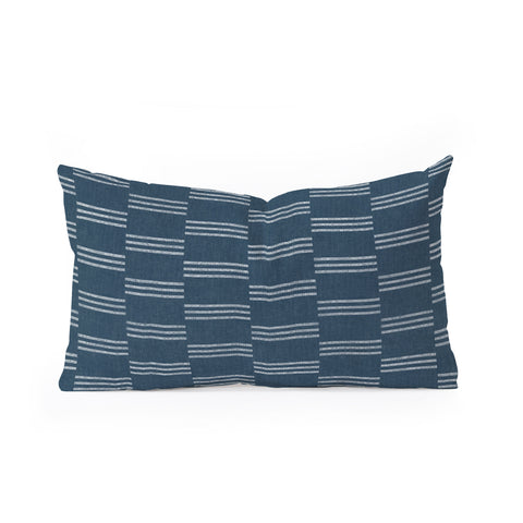 Little Arrow Design Co ella triple stripe blue Oblong Throw Pillow