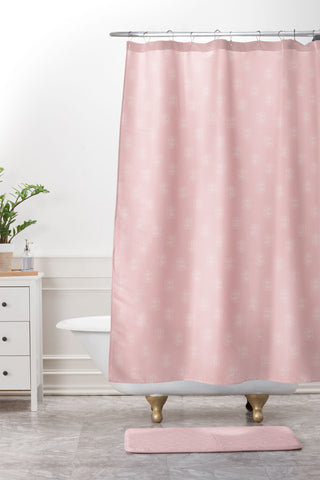 Little Arrow Design Co eyes on pink Shower Curtain And Mat