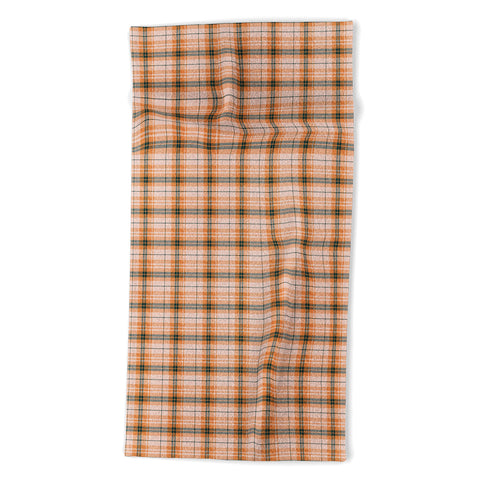 Little Arrow Design Co fall plaid orange dark teal Beach Towel