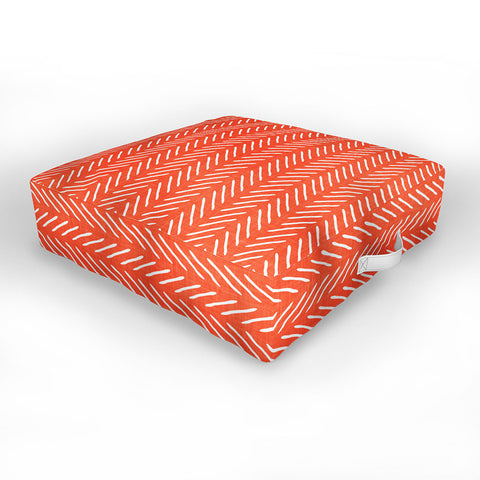 Little Arrow Design Co Farmhouse Stitch in Orange Outdoor Floor Cushion