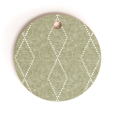 Little Arrow Design Co geo boho diamonds olive Cutting Board Round