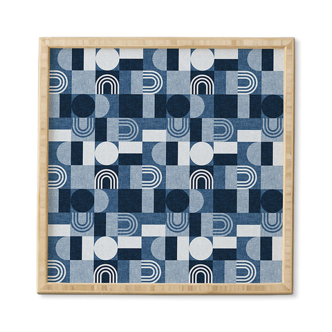 Little Arrow Design Co geometric patchwork blue Framed Wall Art