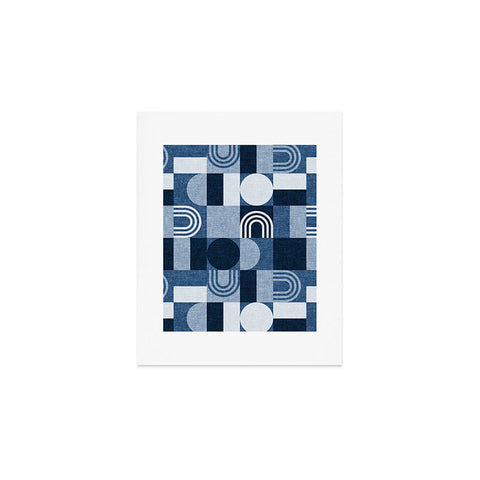 Little Arrow Design Co geometric patchwork blue Art Print