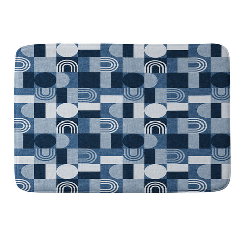 Little Arrow Design Co geometric patchwork blue Memory Foam Bath Mat