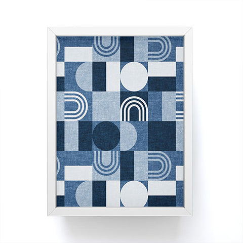 Little Arrow Design Co geometric patchwork blue Framed Mini Art Print