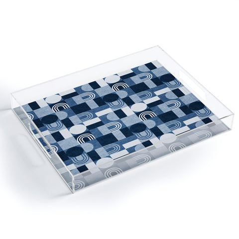 Little Arrow Design Co geometric patchwork blue Acrylic Tray