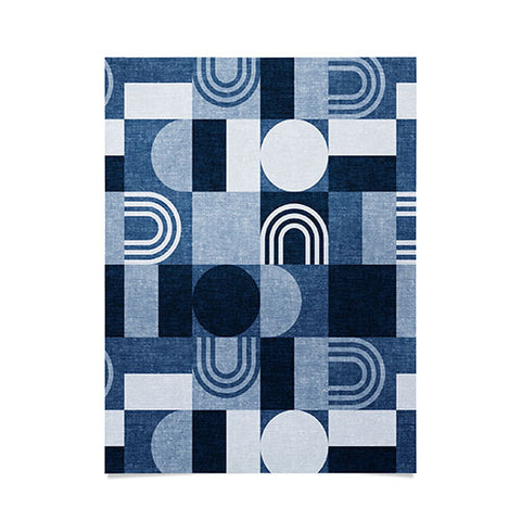 Little Arrow Design Co geometric patchwork blue Poster