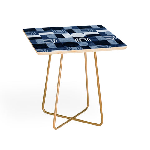 Little Arrow Design Co geometric patchwork blue Side Table