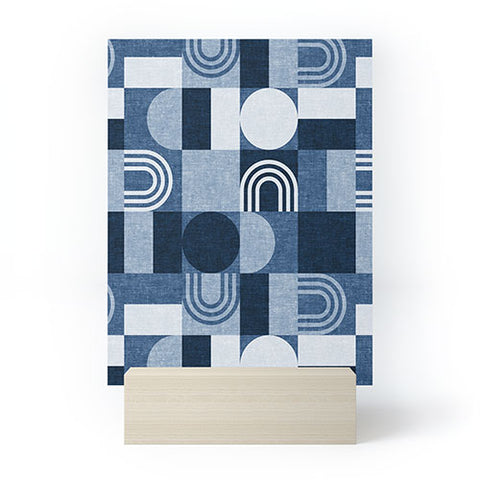 Little Arrow Design Co geometric patchwork blue Mini Art Print