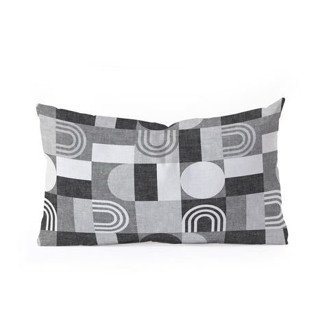Little Arrow Design Co geometric patchwork gray Oblong Throw Pillow