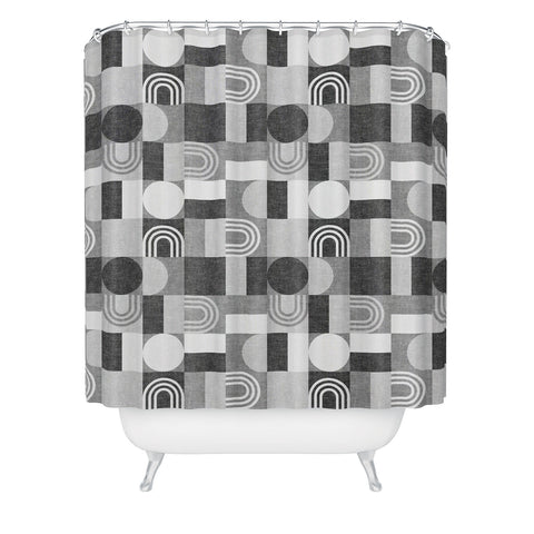 Little Arrow Design Co geometric patchwork gray Shower Curtain