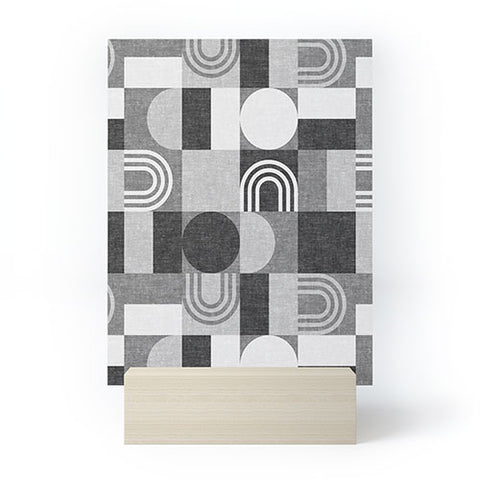 Little Arrow Design Co geometric patchwork gray Mini Art Print