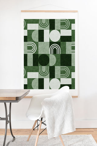 Little Arrow Design Co geometric patchwork green Art Print And Hanger