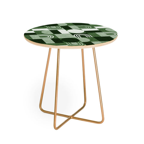 Little Arrow Design Co geometric patchwork green Round Side Table