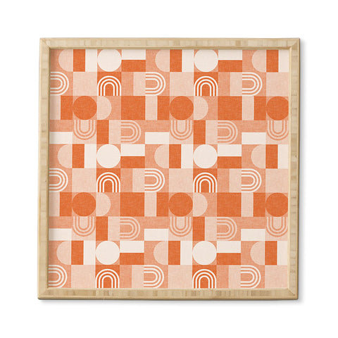 Little Arrow Design Co geometric patchwork orange Framed Wall Art