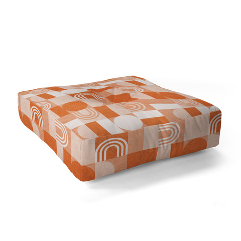 Little Arrow Design Co geometric patchwork orange Floor Pillow Square