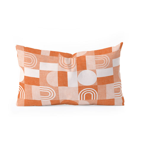 Little Arrow Design Co geometric patchwork orange Oblong Throw Pillow