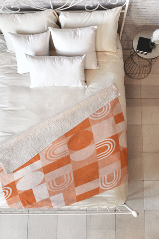 Little Arrow Design Co geometric patchwork orange Fleece Throw Blanket