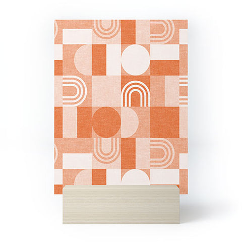 Little Arrow Design Co geometric patchwork orange Mini Art Print