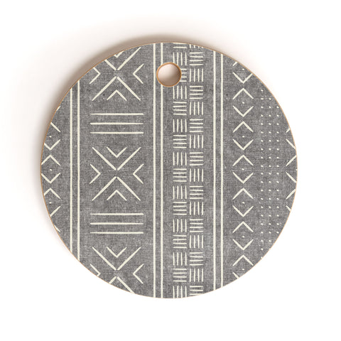 Little Arrow Design Co gray mudcloth tribal Cutting Board Round