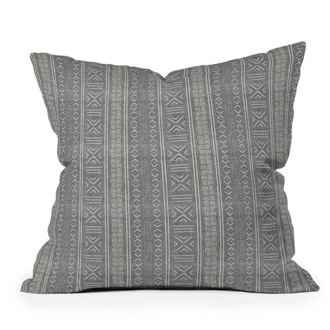 Little Arrow Design Co gray mudcloth tribal Throw Pillow