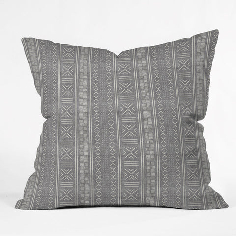 Little Arrow Design Co gray mudcloth tribal Outdoor Throw Pillow