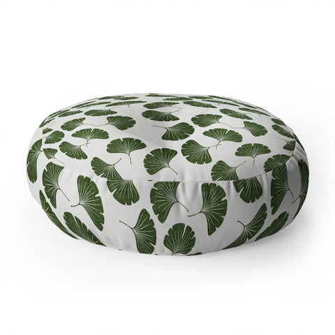 Little Arrow Design Co green ginkgo leaves Floor Pillow Round