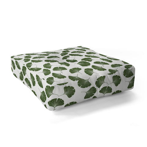 Little Arrow Design Co green ginkgo leaves Floor Pillow Square
