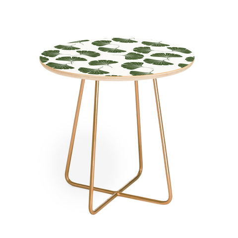 Little Arrow Design Co green ginkgo leaves Round Side Table