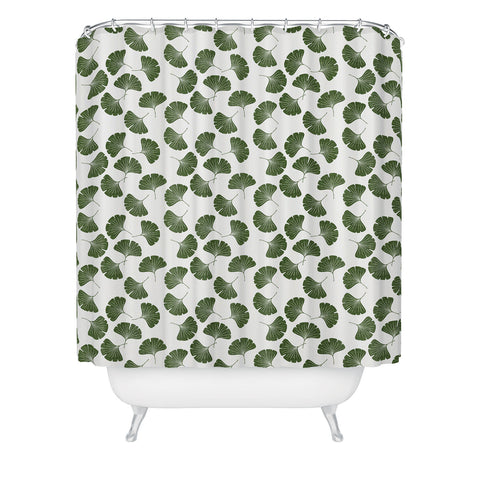 Little Arrow Design Co green ginkgo leaves Shower Curtain
