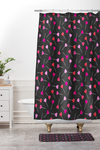 Little Arrow Design Co heart lollies Shower Curtain And Mat