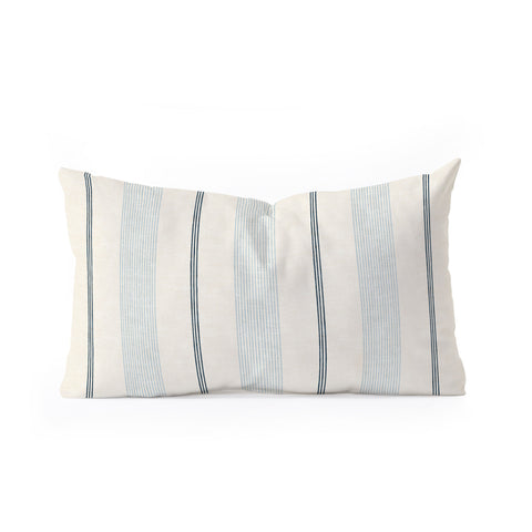 Little Arrow Design Co ivy stripes cream dusty blue Oblong Throw Pillow