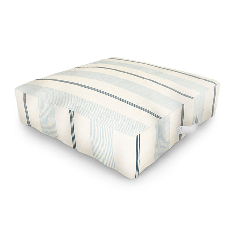 Little Arrow Design Co ivy stripes cream dusty blue Outdoor Floor Cushion