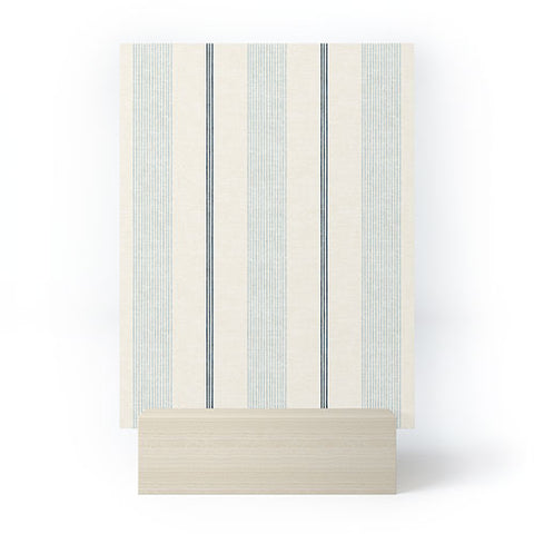 Little Arrow Design Co ivy stripes cream dusty blue Mini Art Print