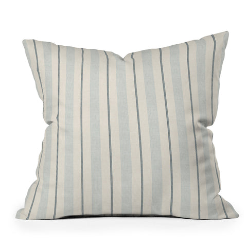 Little Arrow Design Co ivy stripes cream dusty blue Throw Pillow
