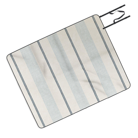 Little Arrow Design Co ivy stripes cream dusty blue Picnic Blanket