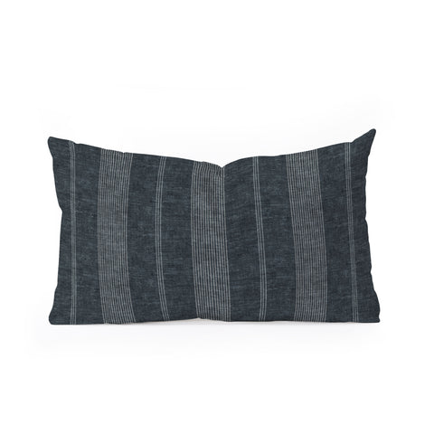 Little Arrow Design Co ivy stripes gray blue Oblong Throw Pillow