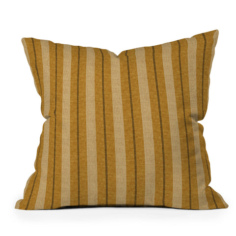Little Arrow Design Co ivy stripes mustard Throw Pillow