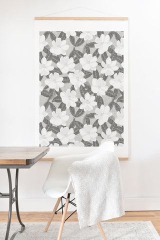 Little Arrow Design Co magnolia flower gray Art Print And Hanger