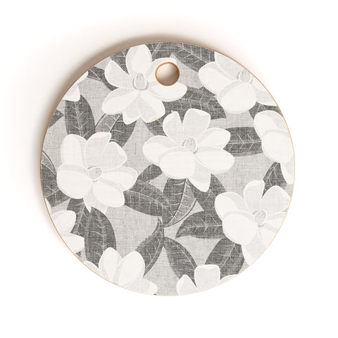Little Arrow Design Co magnolia flower gray Cutting Board Round