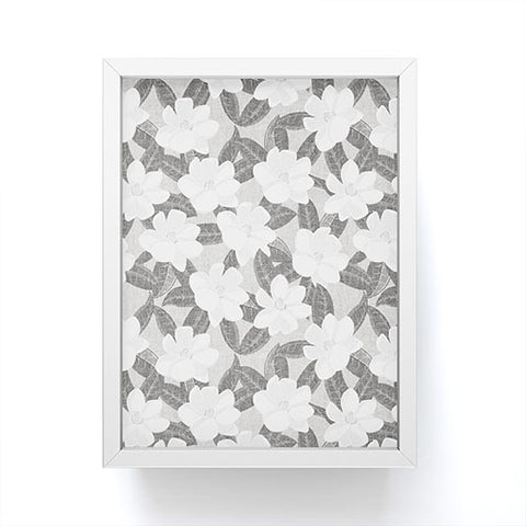 Little Arrow Design Co magnolia flower gray Framed Mini Art Print