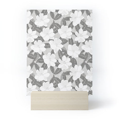 Little Arrow Design Co magnolia flower gray Mini Art Print