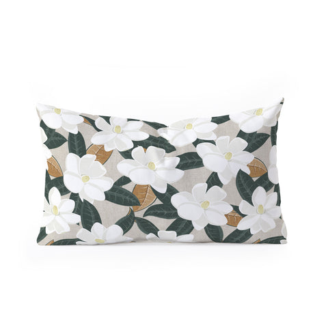 Little Arrow Design Co magnolia flower greige Oblong Throw Pillow