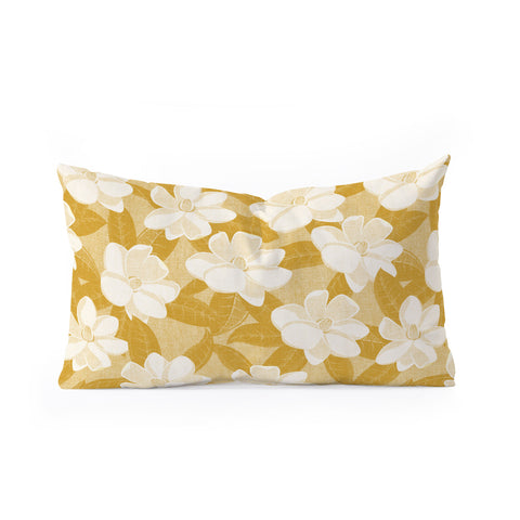 Little Arrow Design Co magnolia flower mustard Oblong Throw Pillow